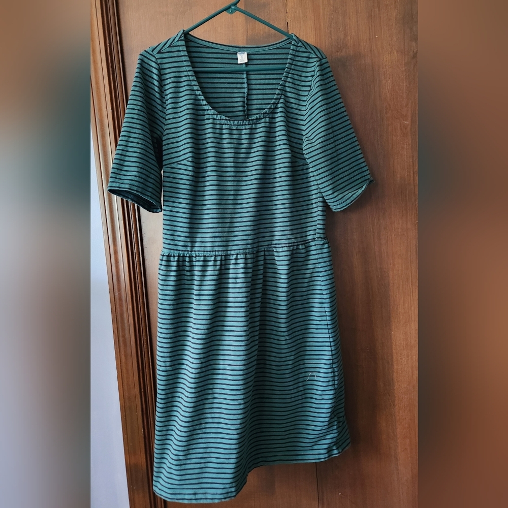 Old Navy Teal Striped Midi Dress